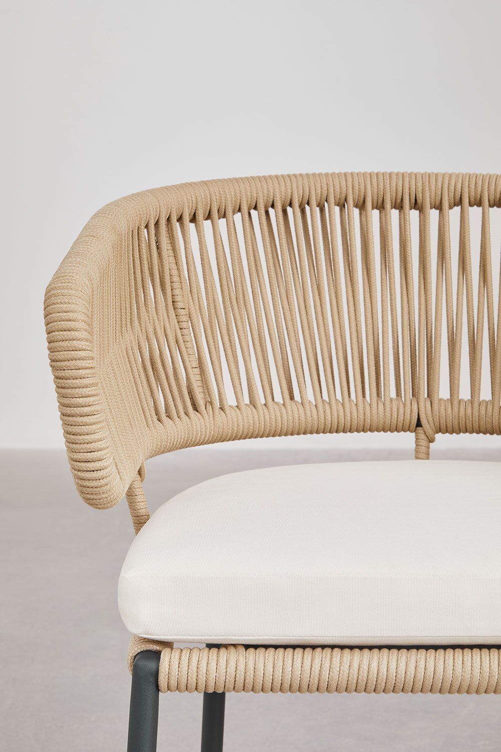 Pack de 2 chaises de salle à manger en fer et corde tressée Calipso, image de la galerie 4