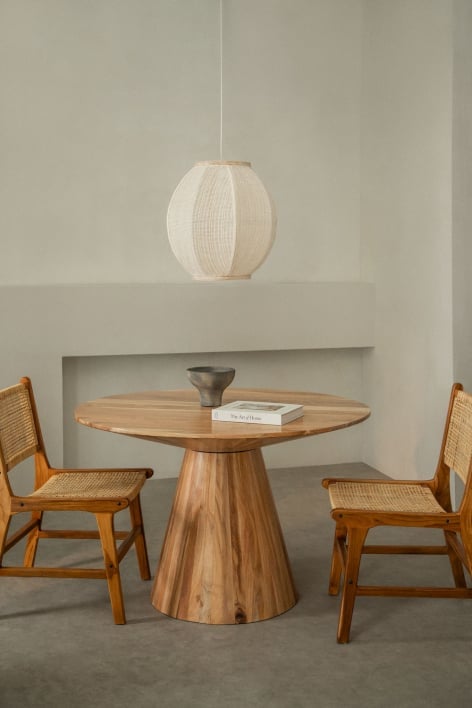 Table à manger ronde en bois d'acacia Weymar - Bois Naturel