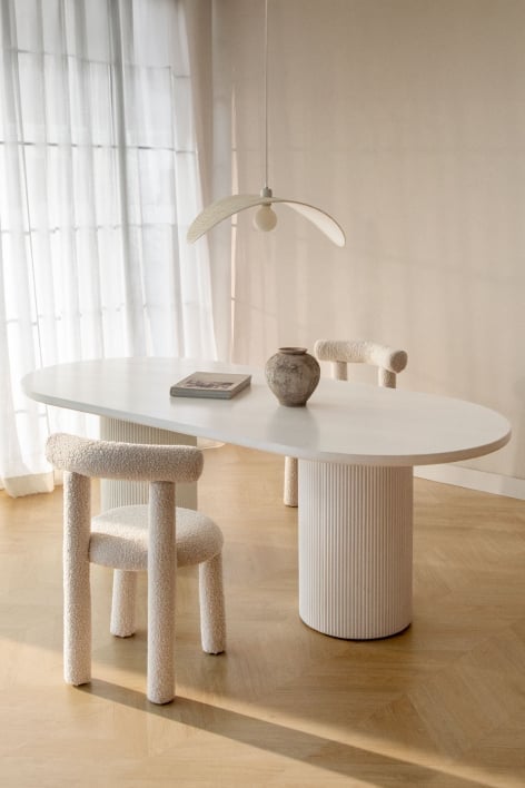 Table de salle à manger ovale 220x100 cm en ciment Velia