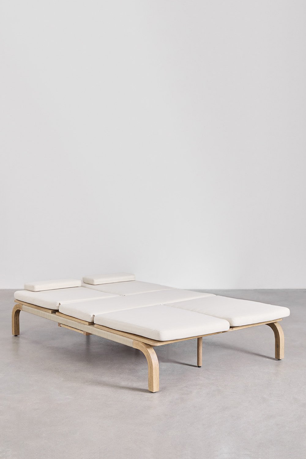 Chaise longue double inclinable en bois d'acacia avec coussin Dubai, image de la galerie 5