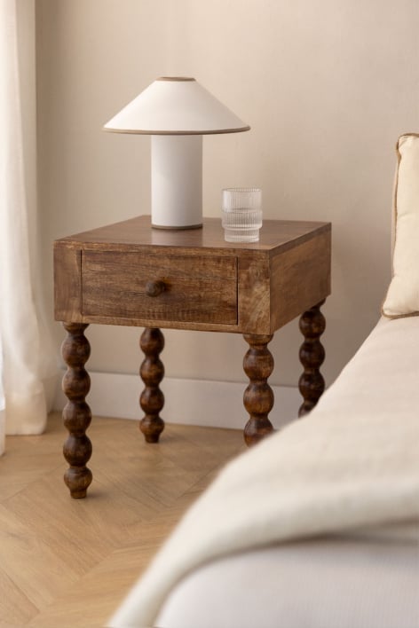 Table de chevet 45x50 cm en bois de manguier Tessaia