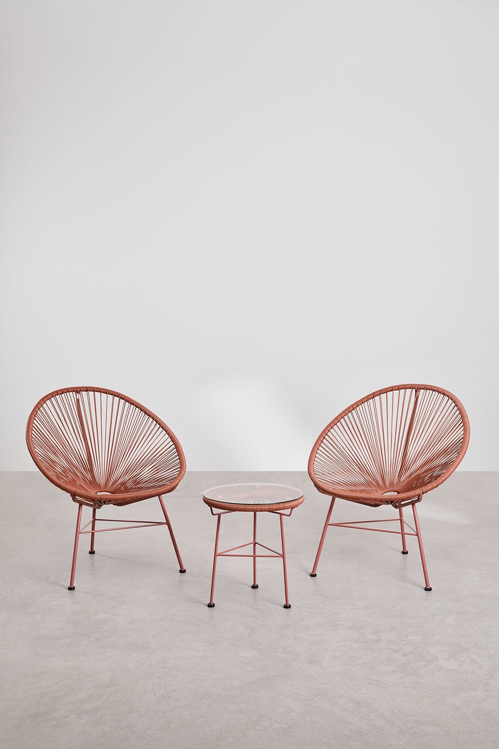 Ensemble de jardin avec 2 fauteuils et table d'appoint en acier et osier synthétique New Acapulco, image de la galerie 2
