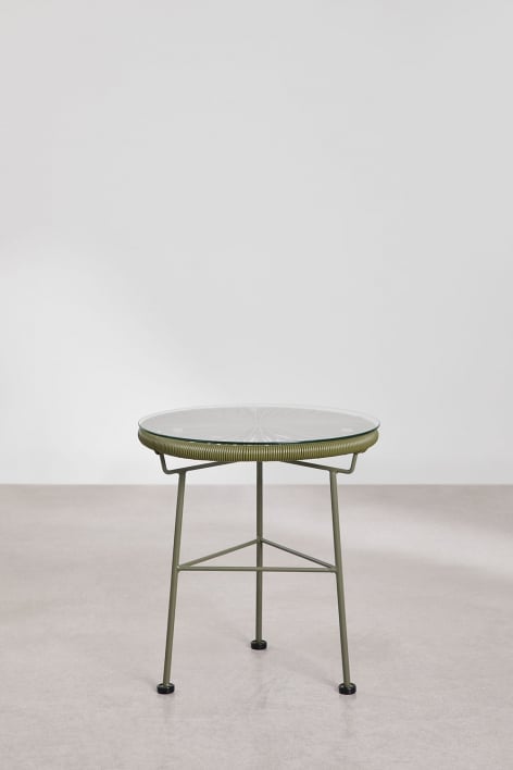 Table d'appoint ronde en fer et osier synthétique (Ø45 cm) Acapulco