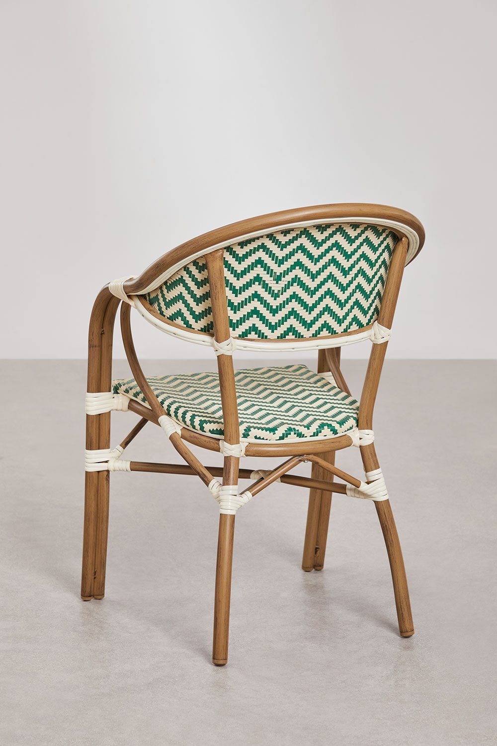 Ensemble table ronde Brielle Bistro, Ø80 cm, et 4 chaises de salle à manger empilables en aluminium avec accoudoirs., image de la galerie 7