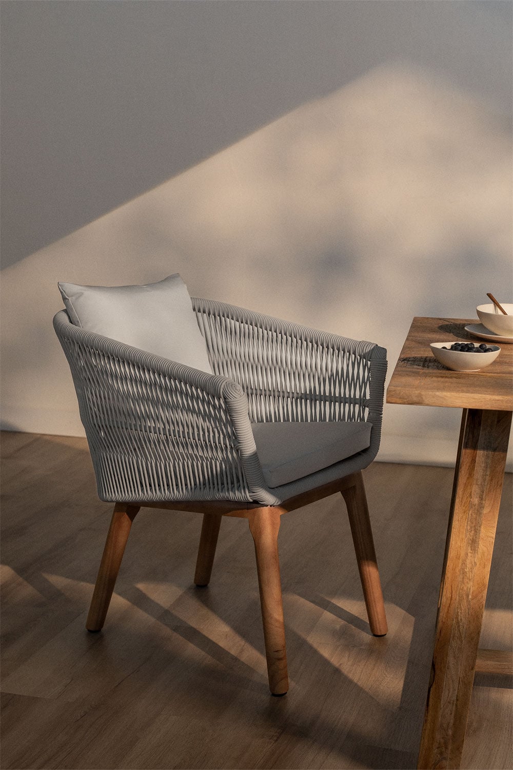 Pack de 4 chaises de salle à manger en bois d'acacia et corde tressée Barker, image de la galerie 7