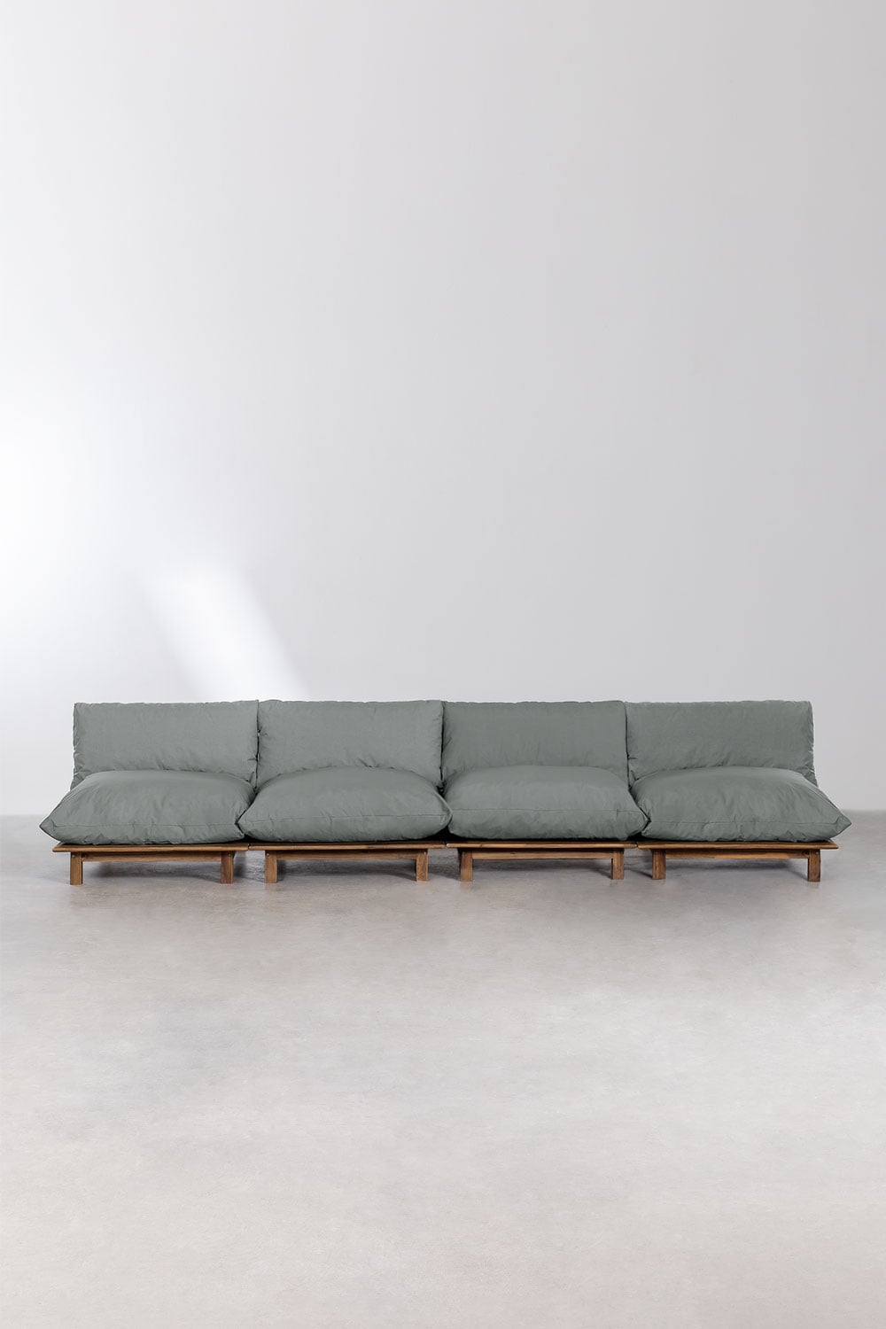 Canapé modulaire inclinable de jardin en bois d'acacia Brina, 4 pièces, image de la galerie 4