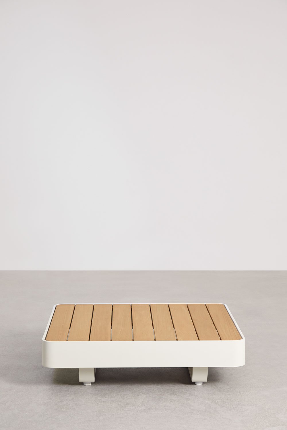 Table basse carrée en aluminium et bois de teck (90x90 cm) Yarilo, image de la galerie 2