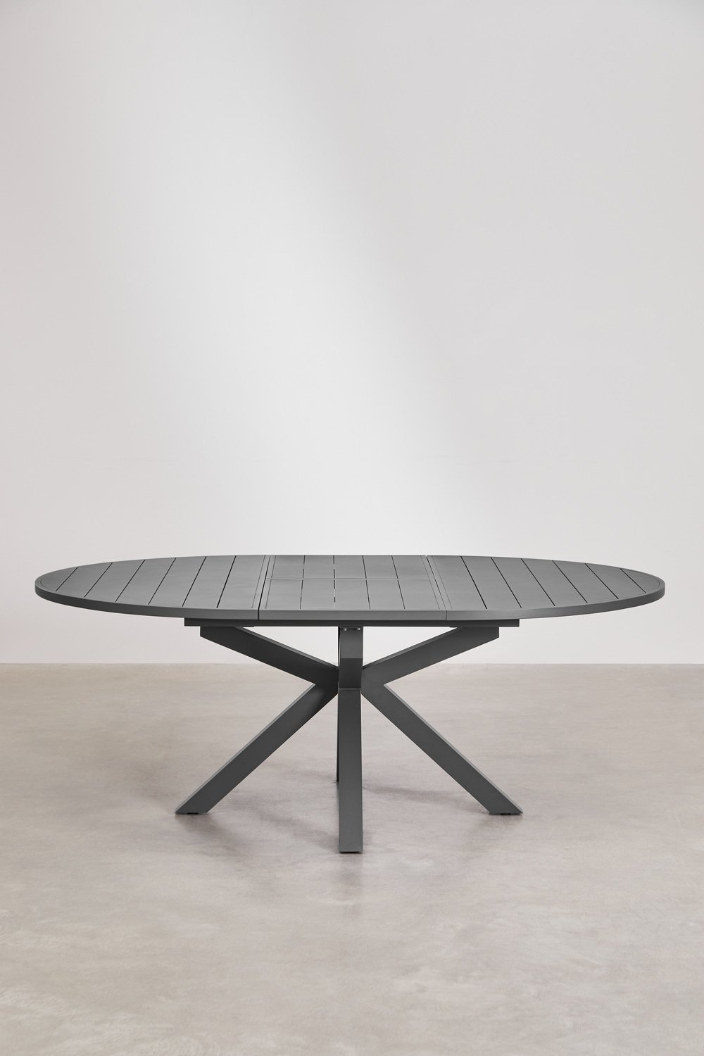 Table à manger ronde extensible 145-200x145 cm en aluminium Barces, image de la galerie 2