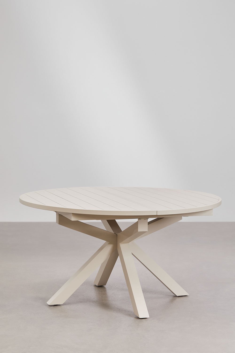 Table à manger ronde extensible 145-200x145 cm en aluminium Barces, image de la galerie 1
