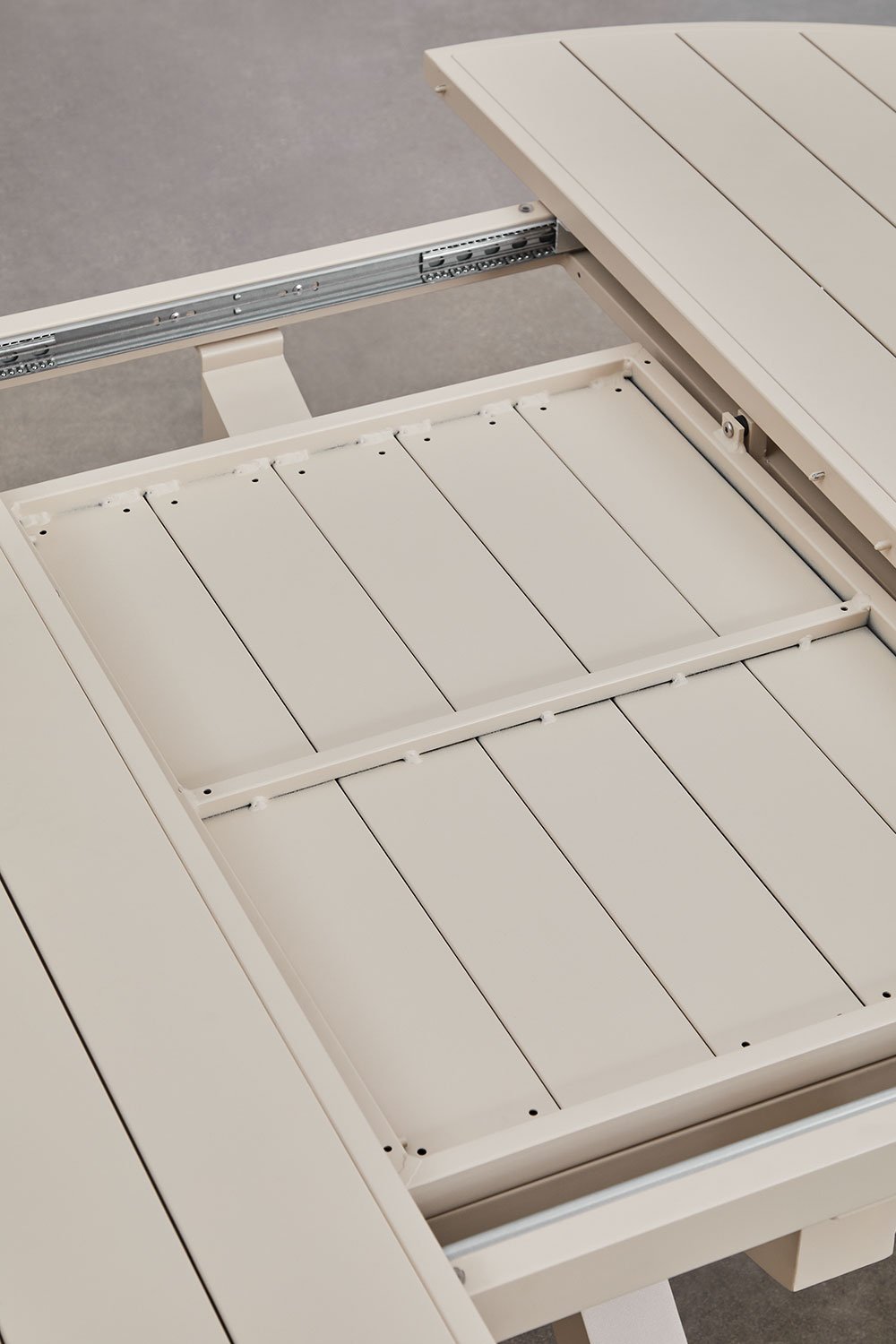 Table de salle à manger ronde extensible 145-200x145 cm en aluminium Barces, image de la galerie 4