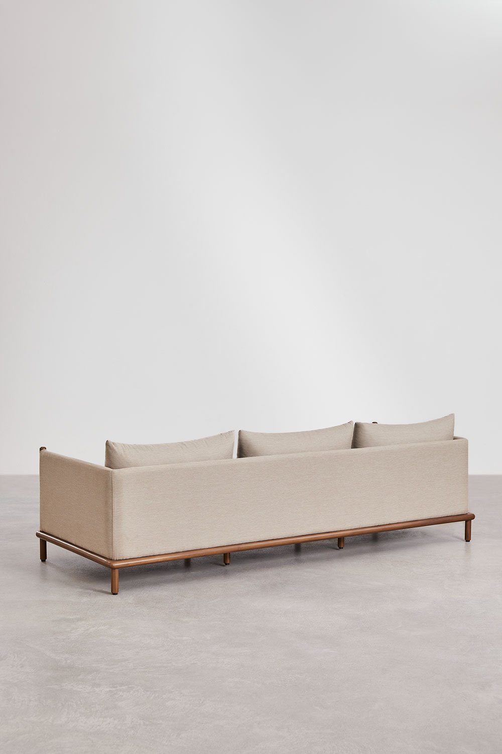 Ensemble de salon avec canapé 3 places et 2 tables basses rondes en bois d'acacia Olivia, image de la galerie 4