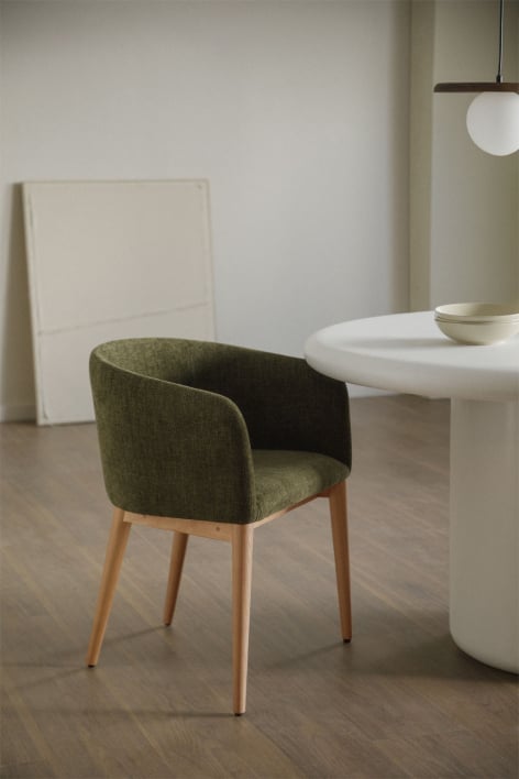 Chaise de salle à manger rembourrée Bunia avec accoudoirs