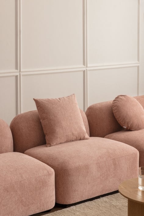 Module central pour canapé modulable en chenille Coco - Chenille Rose Quartz