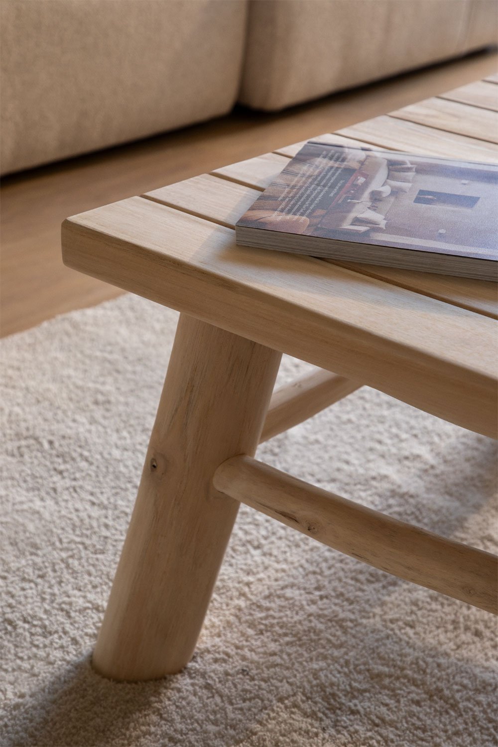 Table Basse Carrée en Bois de Teck (80x80 cm) Narel, image de la galerie 2