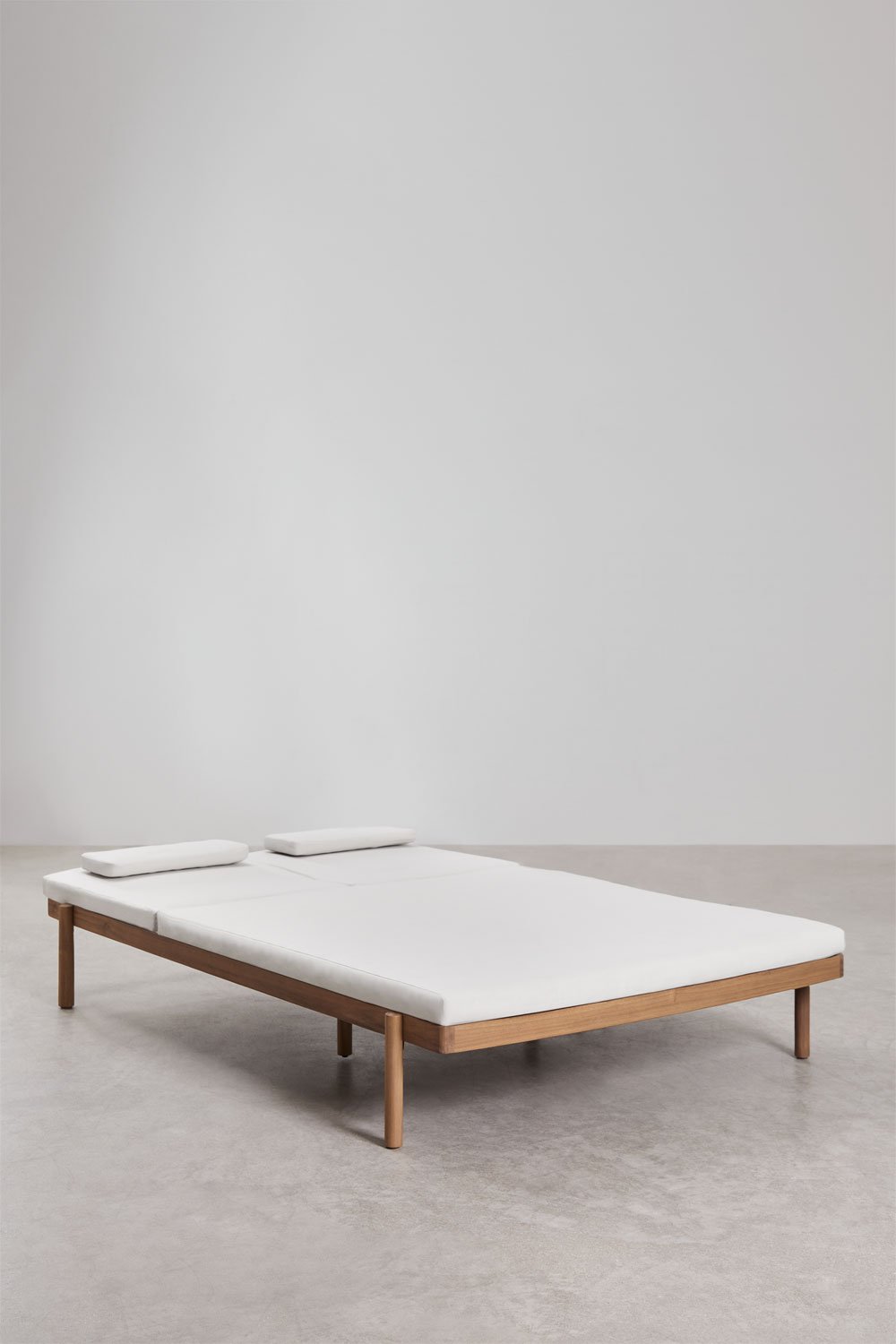 Chaise longue double inclinable en bois d'acacia avec coussin Aderyn, image de la galerie 5