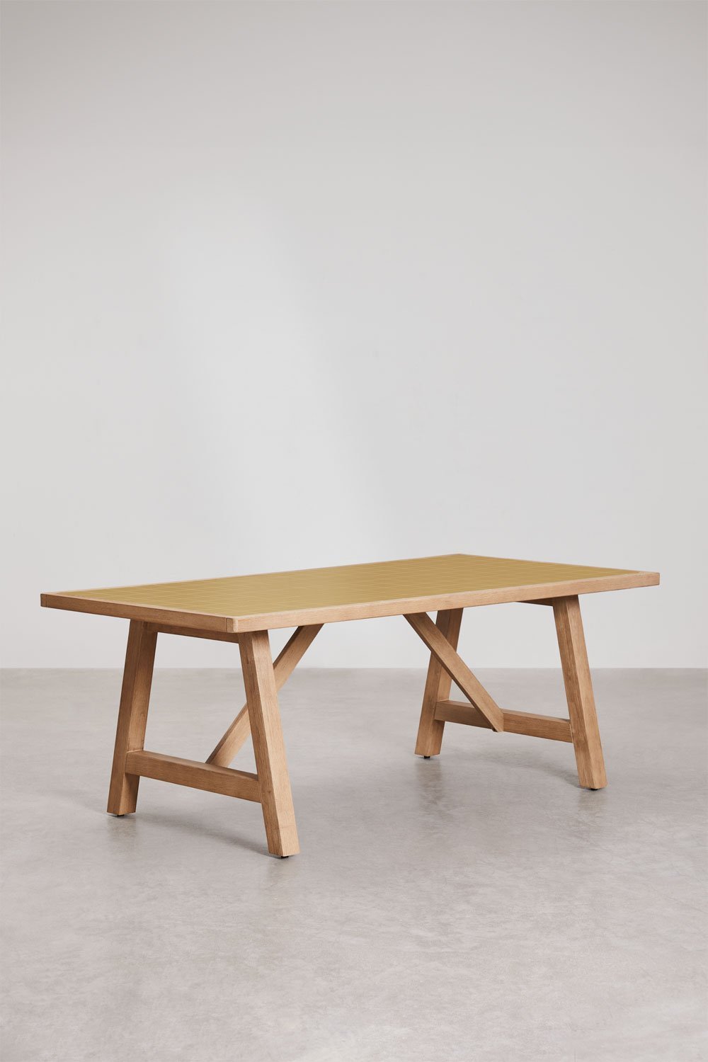 Table à manger rectangulaire 200x100 cm en bois d'acacia et carrelage Dubai, image de la galerie 1