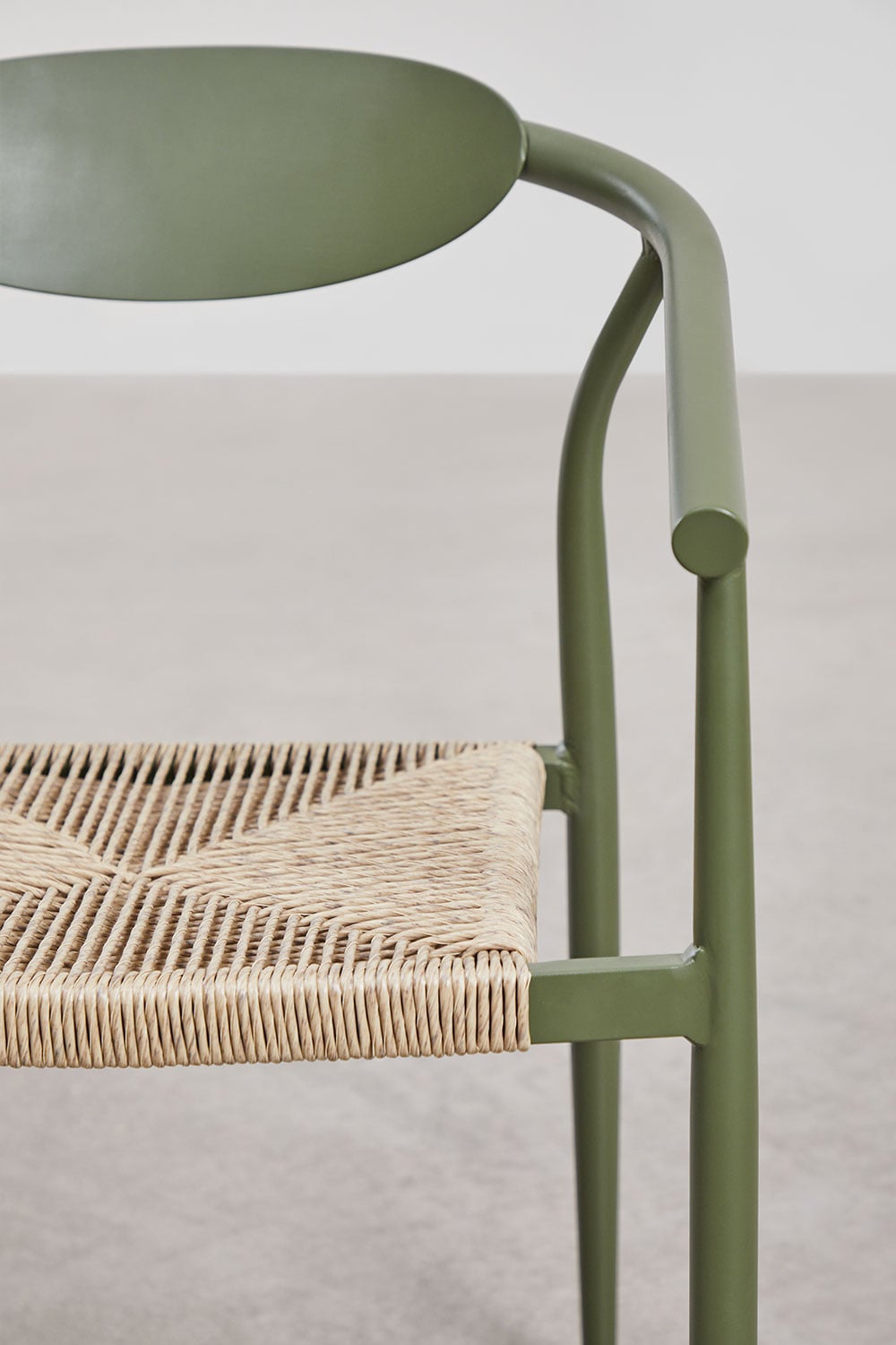 Pack de 4 chaises de salle à manger empilables avec accoudoirs en aluminium et rotin synthétique Marsha, image de la galerie 5