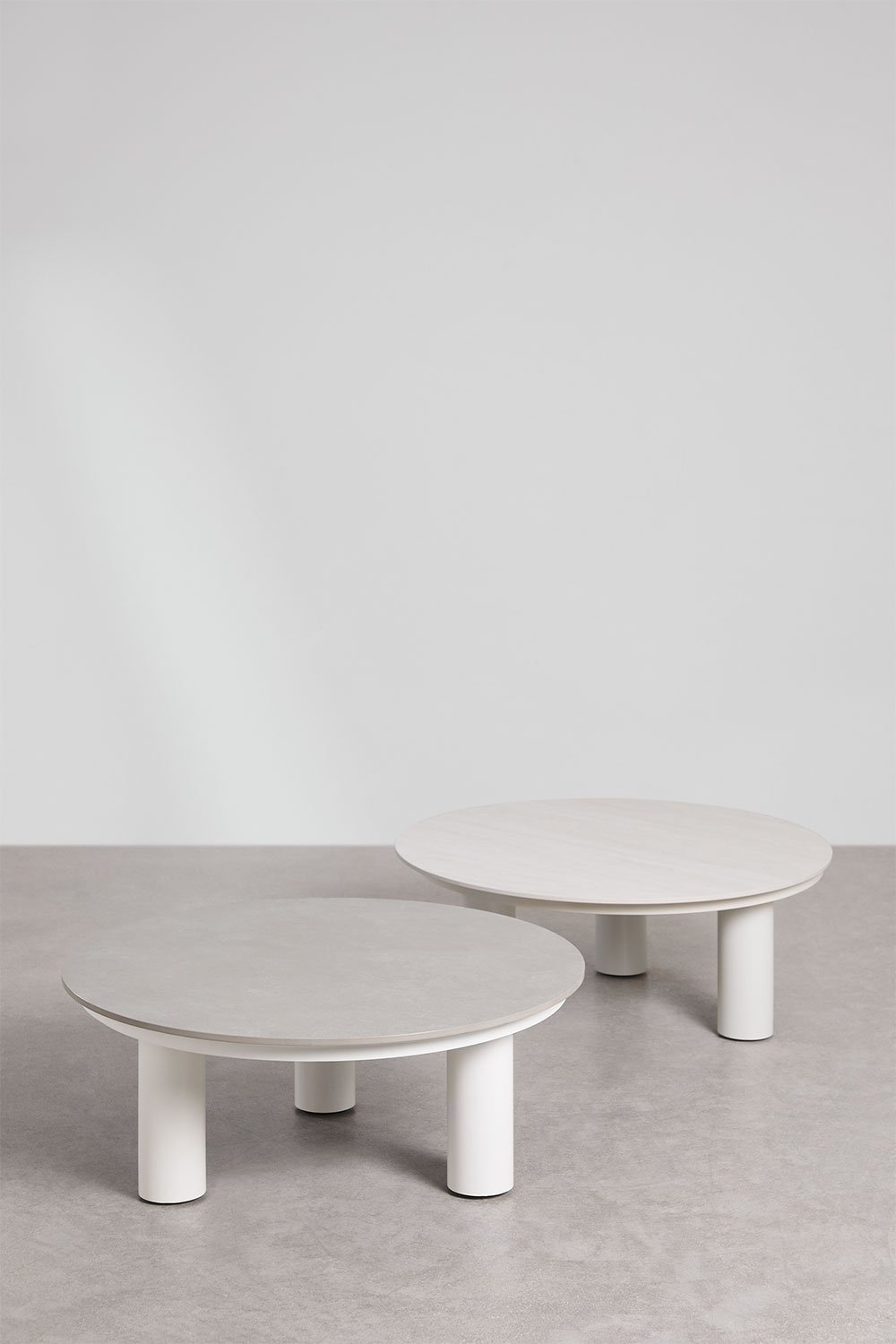 Table basse de jardin ronde Ø80 cm en pierre frittée et aluminium Umeko, image de la galerie 5