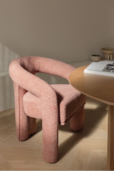 Chaise de salle à manger rembourrée Greca - Chenille Rouge Sienna