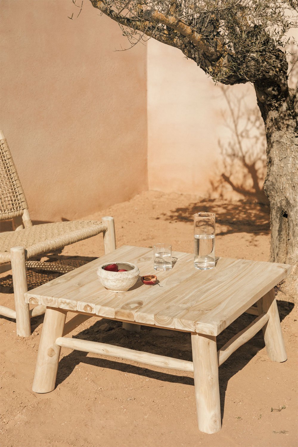 Table basse de jardin carrée 80x80 cm en bois de teck Narel, image de la galerie 1