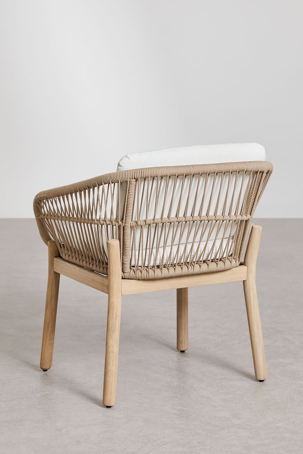 Pack de 4 chaises de salle à manger avec accoudoirs en bois d'acacia et corde tressée Karvia, image de la galerie 3