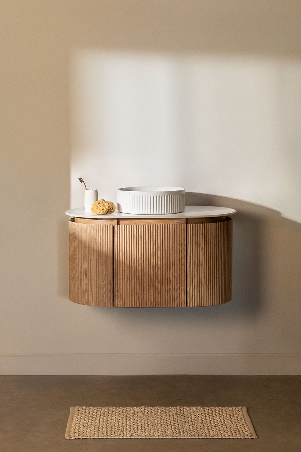 Ensemble de meuble de salle de bain suspendu en bois Carsone, image de la galerie 1