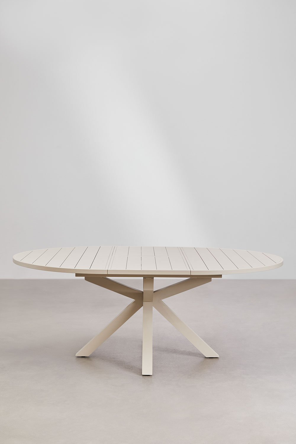 Set de table extensible ronde 145-200x145 cm Barces et 6 chaises de jardin empilables avec accoudoirs en aluminium Karena, image de la galerie 3