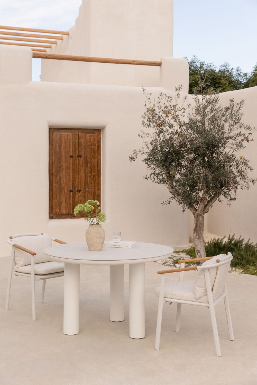 Table de jardin ronde Arken Ø120 cm en céramique et aluminium, image de la galerie 1