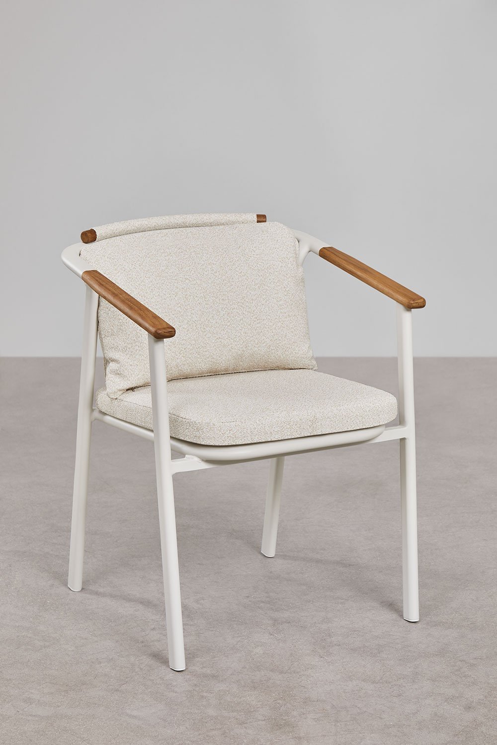 Lot de 4 chaises de salle à manger Yervin avec accoudoirs en aluminium et tissu bouclé , image de la galerie 1