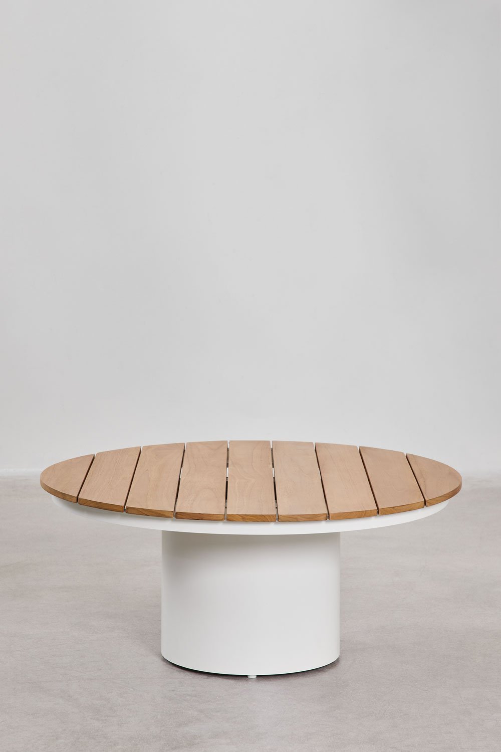 Table basse de jardin ronde en bois de teck (Ø90 cm) Anturio, image de la galerie 2