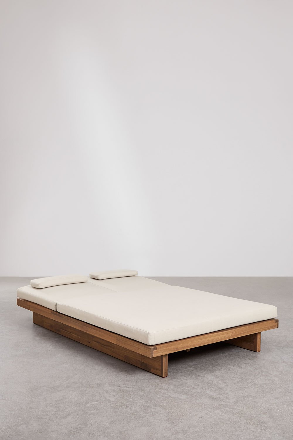 Chaise longue double inclinable en bois d'acacia avec coussin Dailin, image de la galerie 4