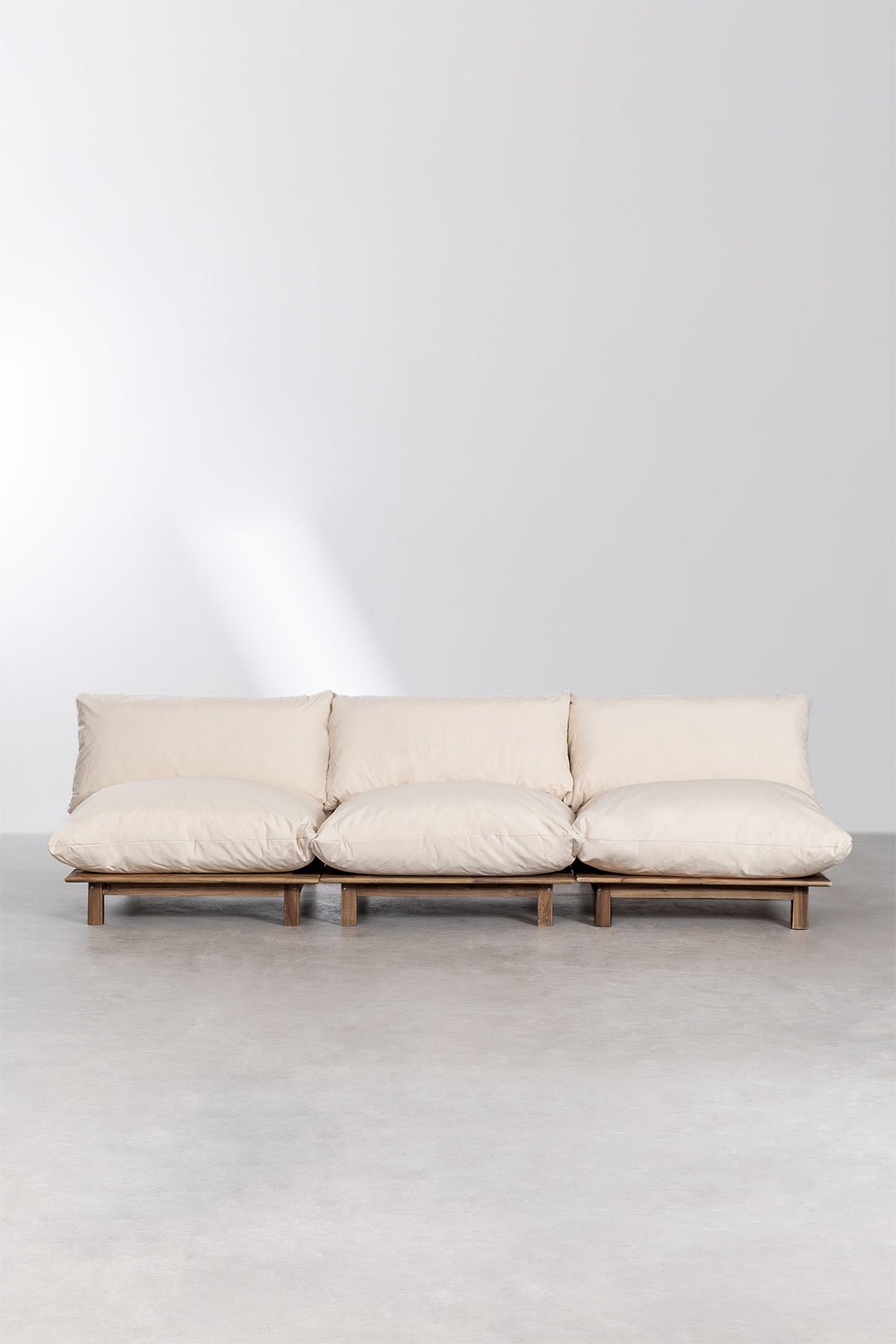Canapé modulaire inclinable 3 pièces en bois d'acacia Brina, image de la galerie 3