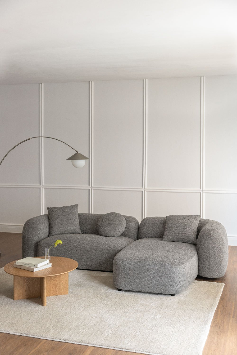 Canapé modulaire avec méridienne droite 2 pièces en chenille Coco   , image de la galerie 1