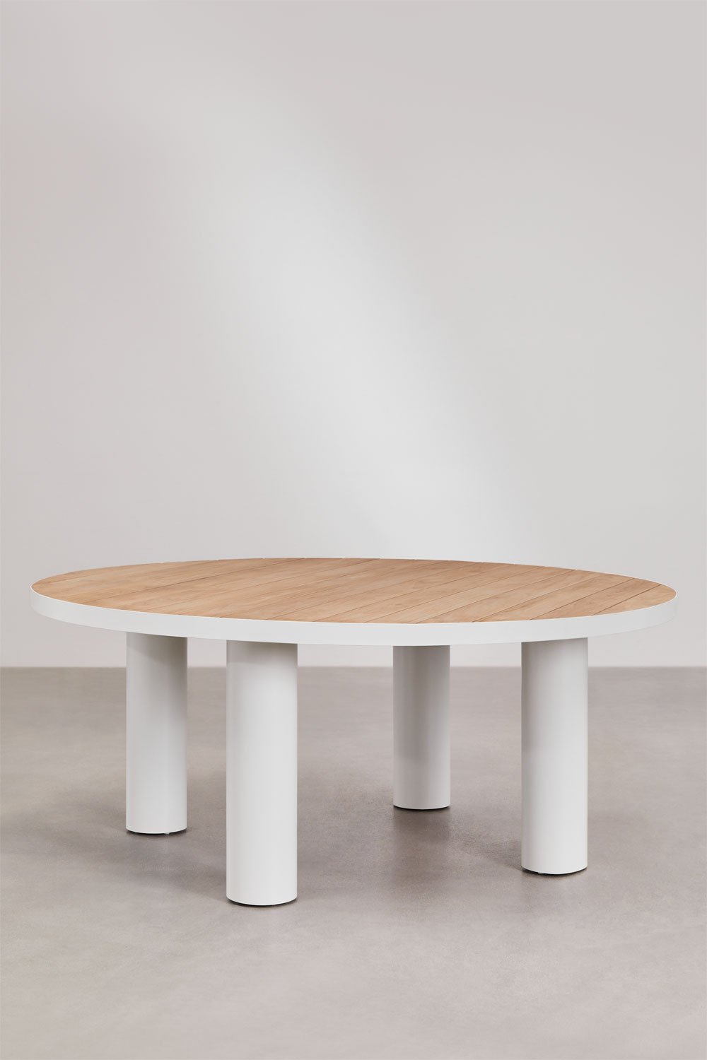 Table de jardin ronde Ø180 cm en teck et aluminium Riviera, image de la galerie 2