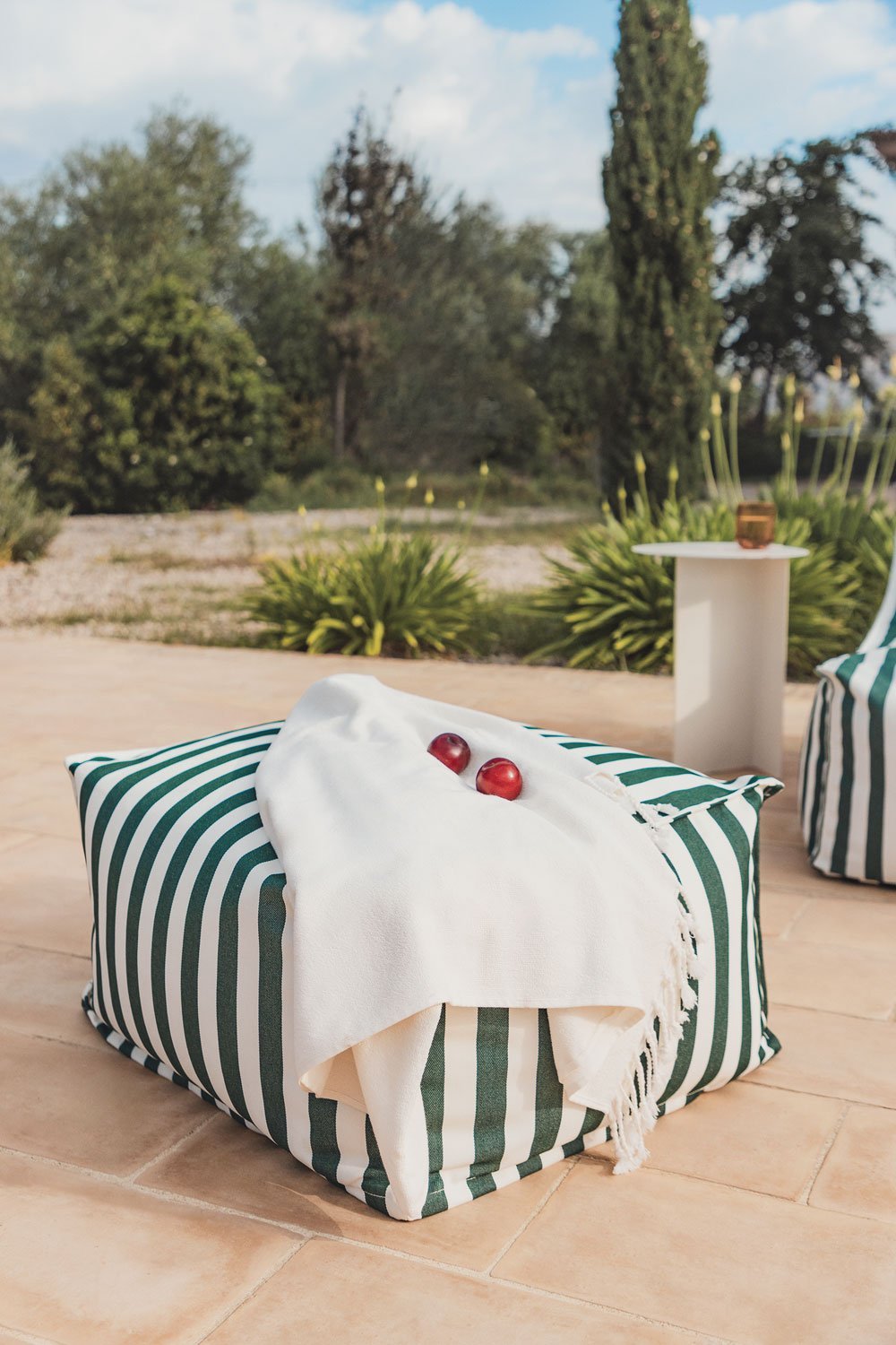 Pouf rectangulaire 75x65 cm pour canapé de jardin modulable en tissu Sandel, image de la galerie 1