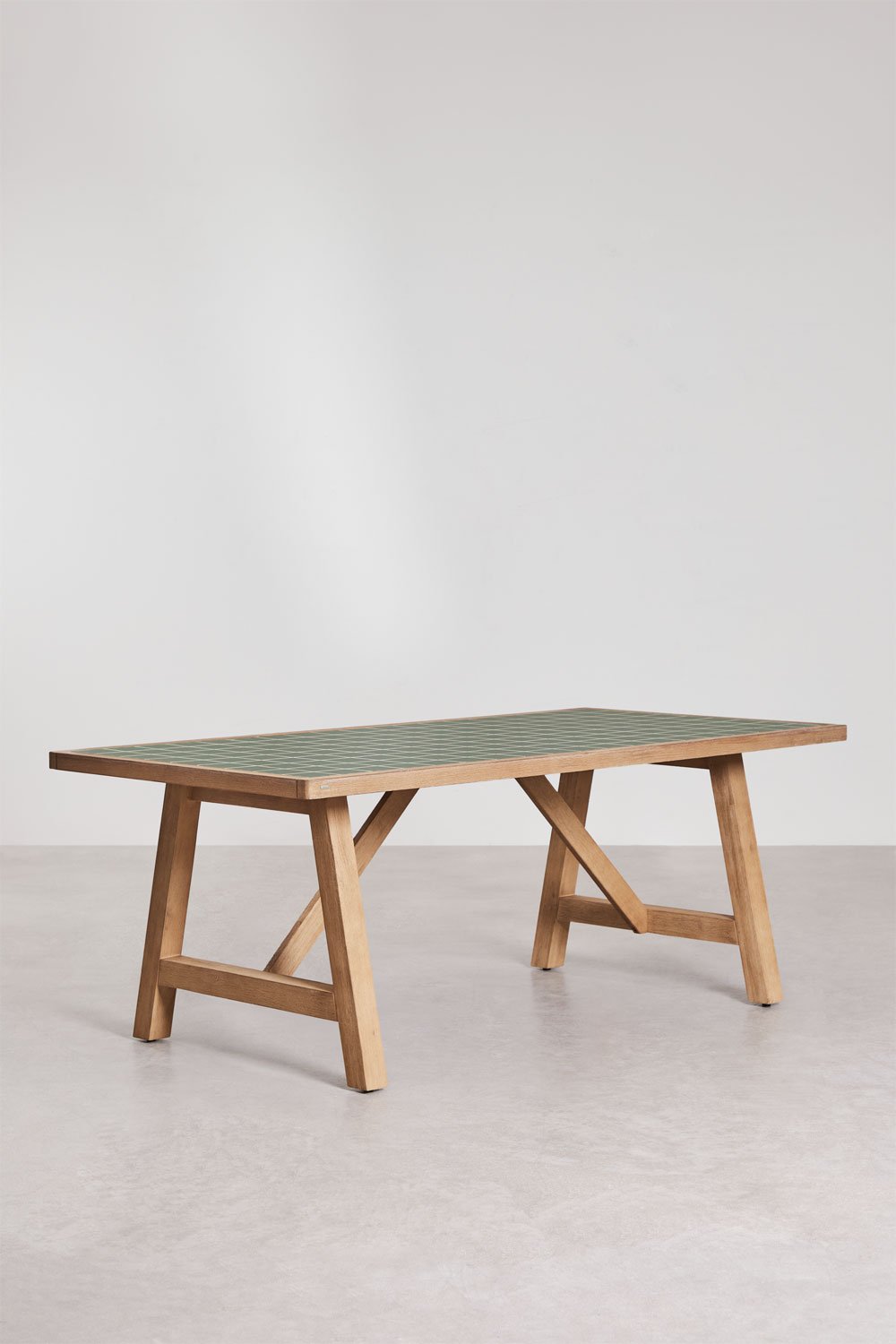 Table à manger rectangulaire 200x100 cm en bois d'acacia et carrelage Dubai, image de la galerie 1