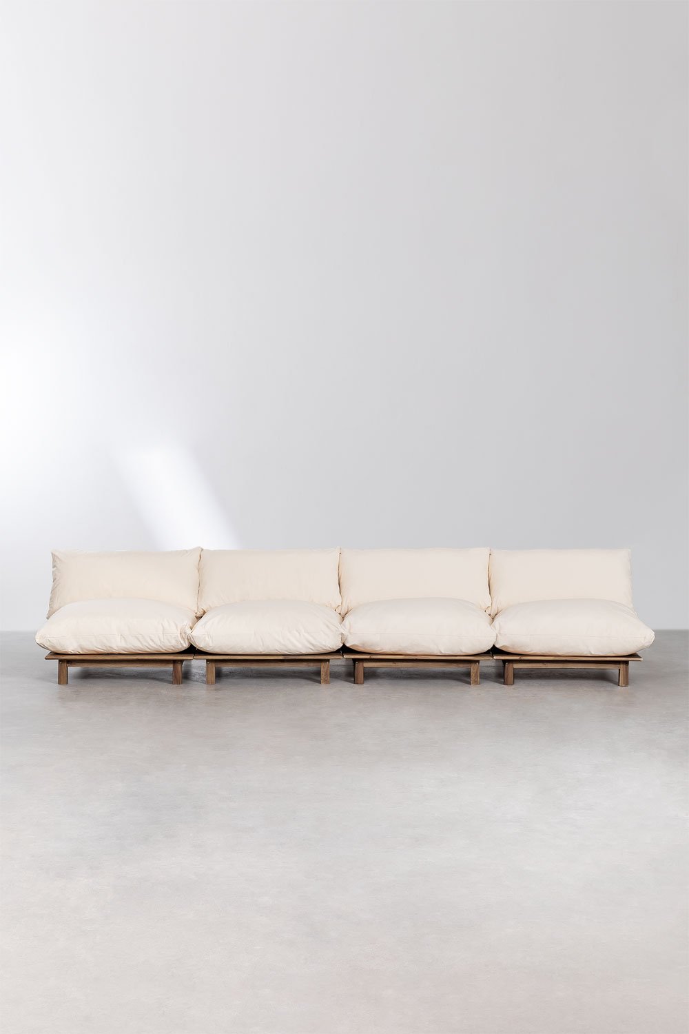 Canapé modulaire inclinable en 4 pièces en bois d'acacia Brina, image de la galerie 3