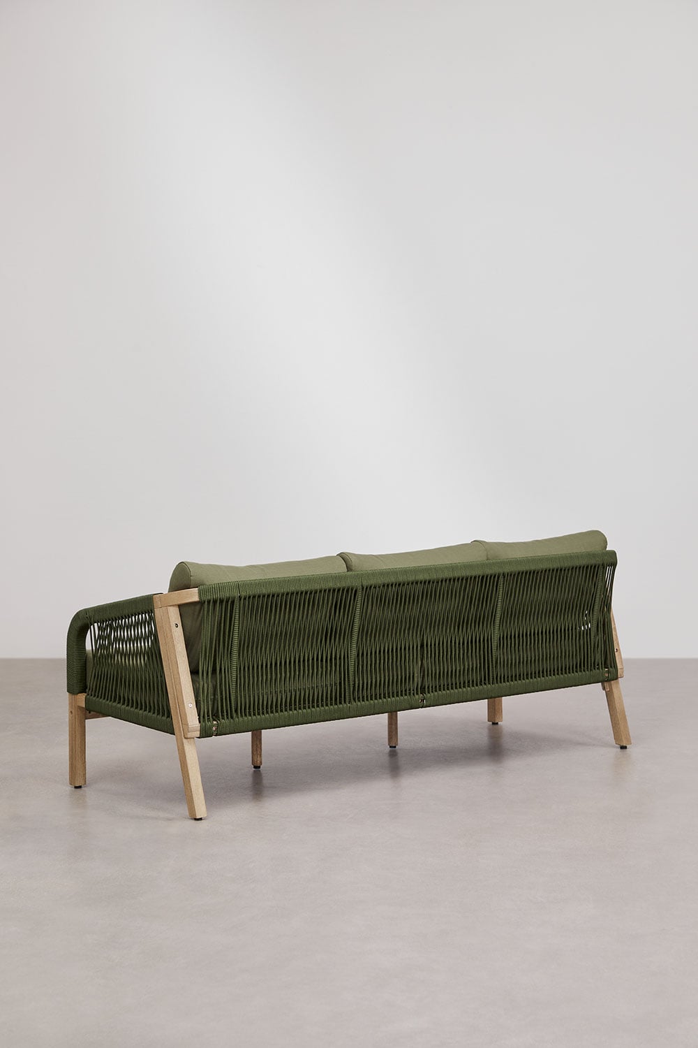 Ensemble de jardin avec canapé 3 places, 2 fauteuils et table basse en bois d'acacia Dubai, image de la galerie 4