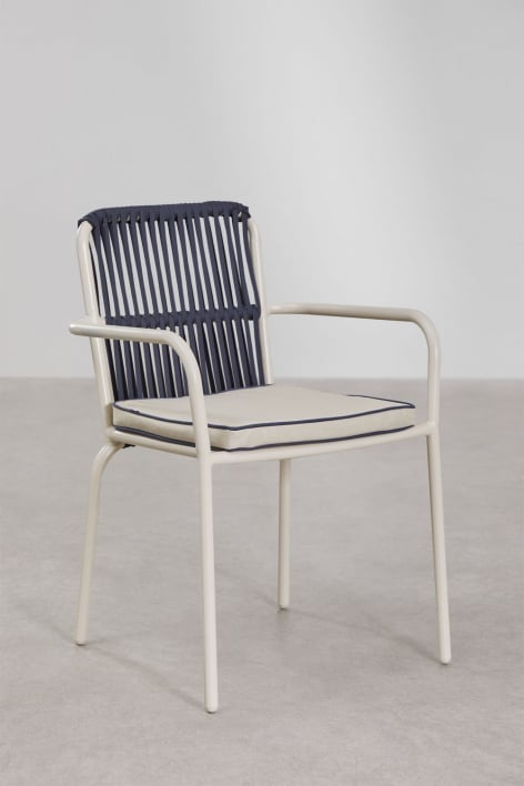 Chaise de salle à manger empilable en aluminium avec accoudoirs Alberta - Bleu Marin