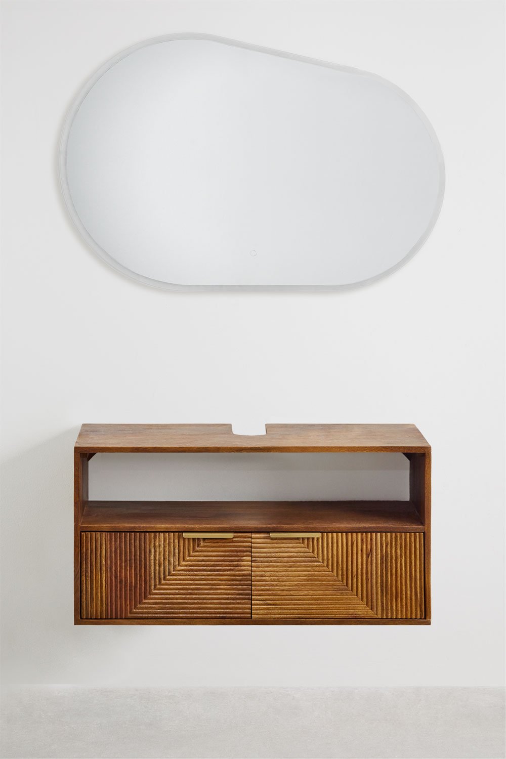 Ensemble de meuble de salle de bain en bois de manguier Baty, image de la galerie 1