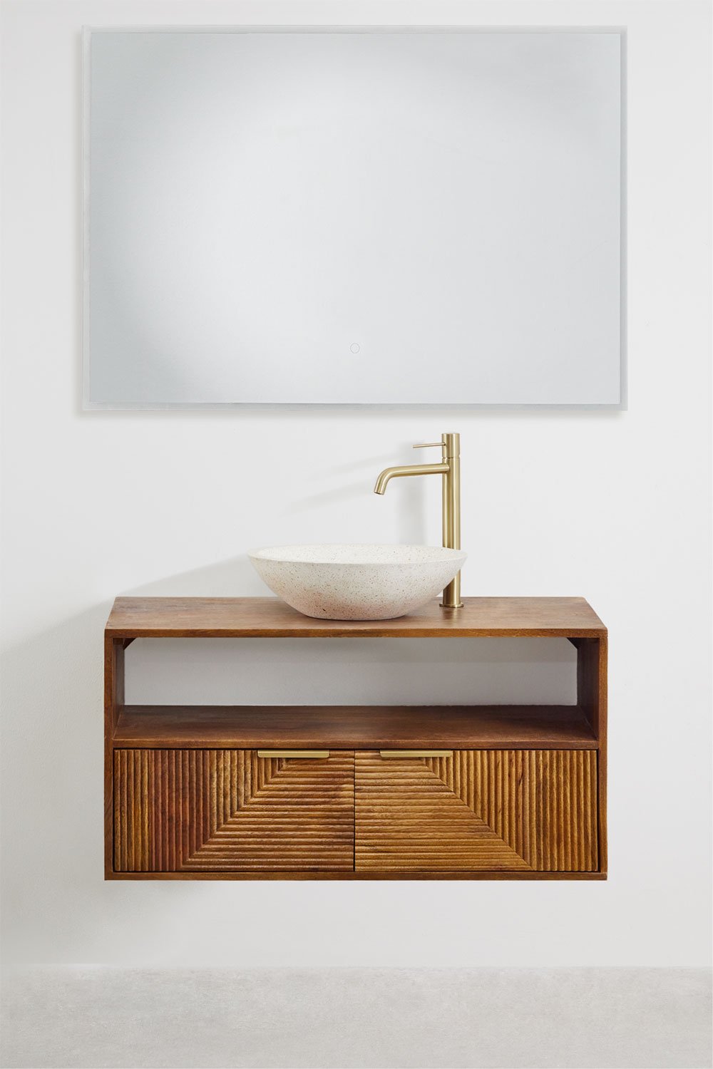 Ensemble de meuble de salle de bain en bois de manguier Baty, image de la galerie 1