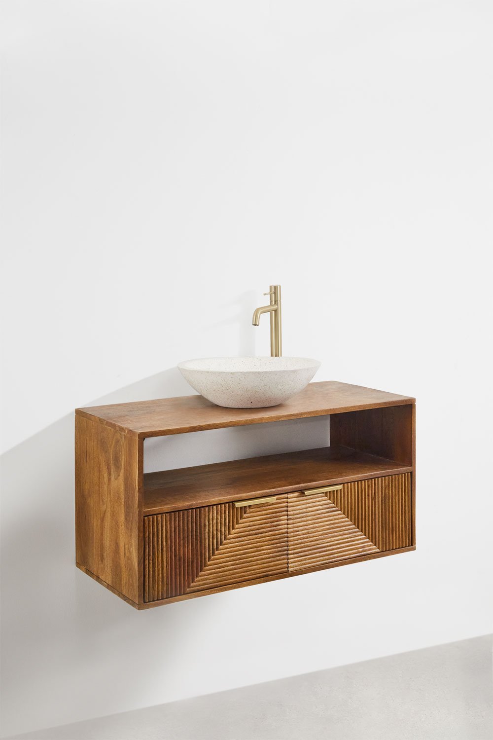 Ensemble de meuble de salle de bain en bois de manguier Baty, image de la galerie 2