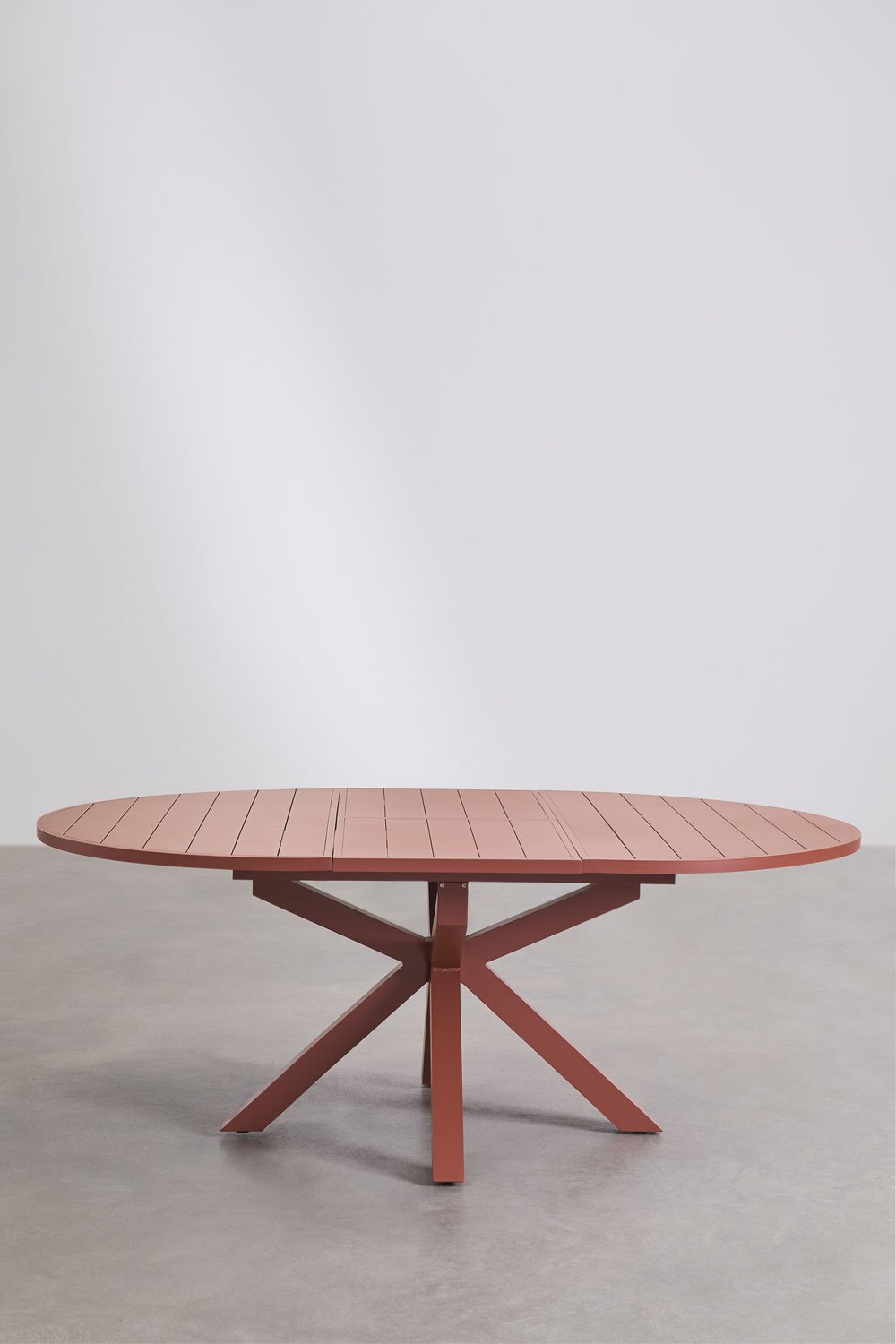 Set de table extensible ronde 145-200x145 cm en aluminium Barces et 6 chaises de jardin empilables avec accoudoirs Ivor, image de la galerie 5