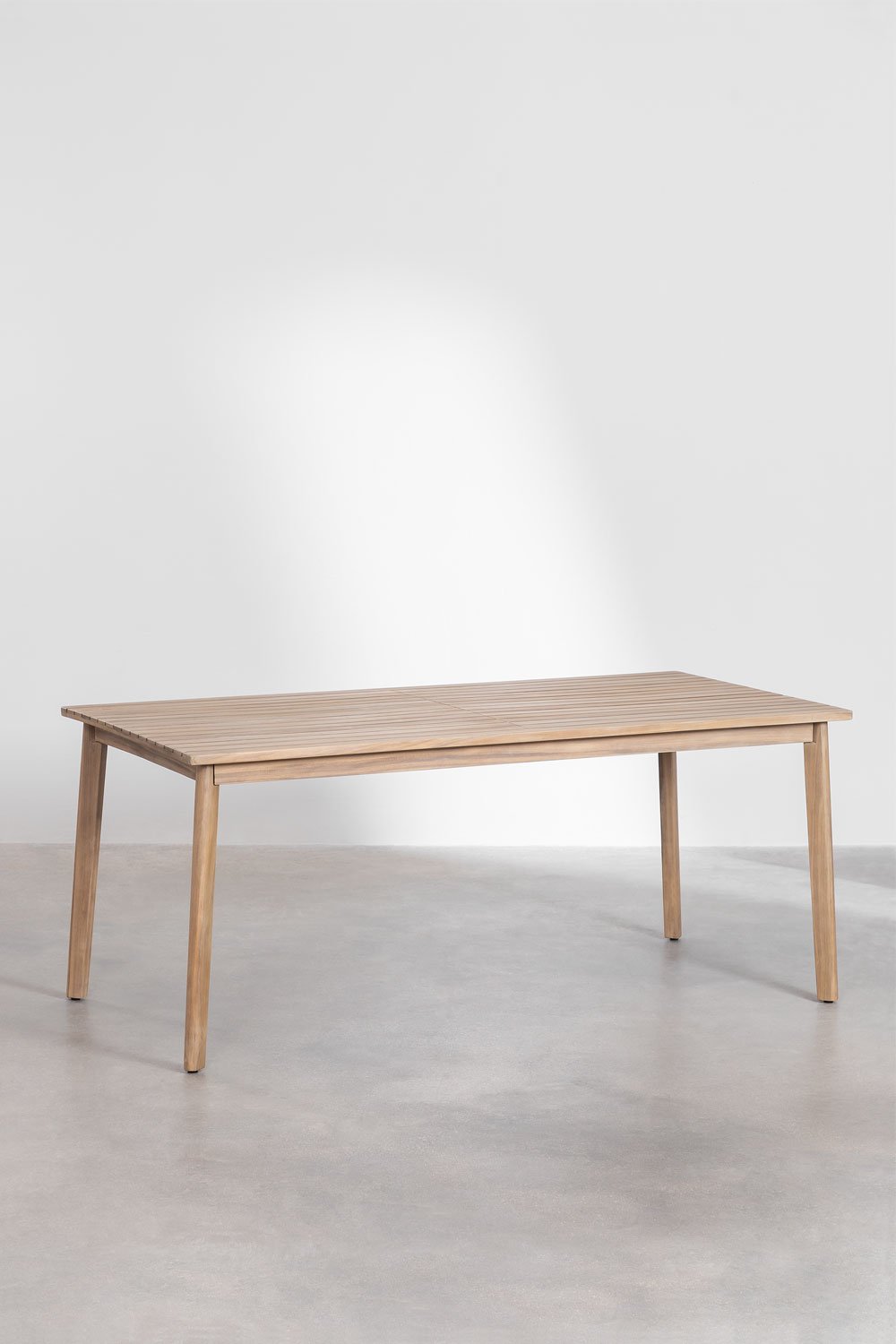 Ensemble table rectangulaire 220x100 cm et 8 chaises de salle à manger en bois d'acacia et corde tressée Kaela , image de la galerie 2