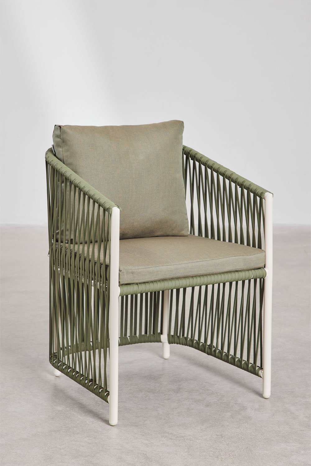 Lot de 2 chaises de salle à manger avec accoudoirs en aluminium et corde tressée Sophie, image de la galerie 1
