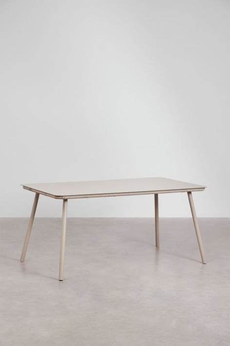 Table à manger rectangulaire 160x90 cm en verre et aluminium Arhiza - Moka Brown