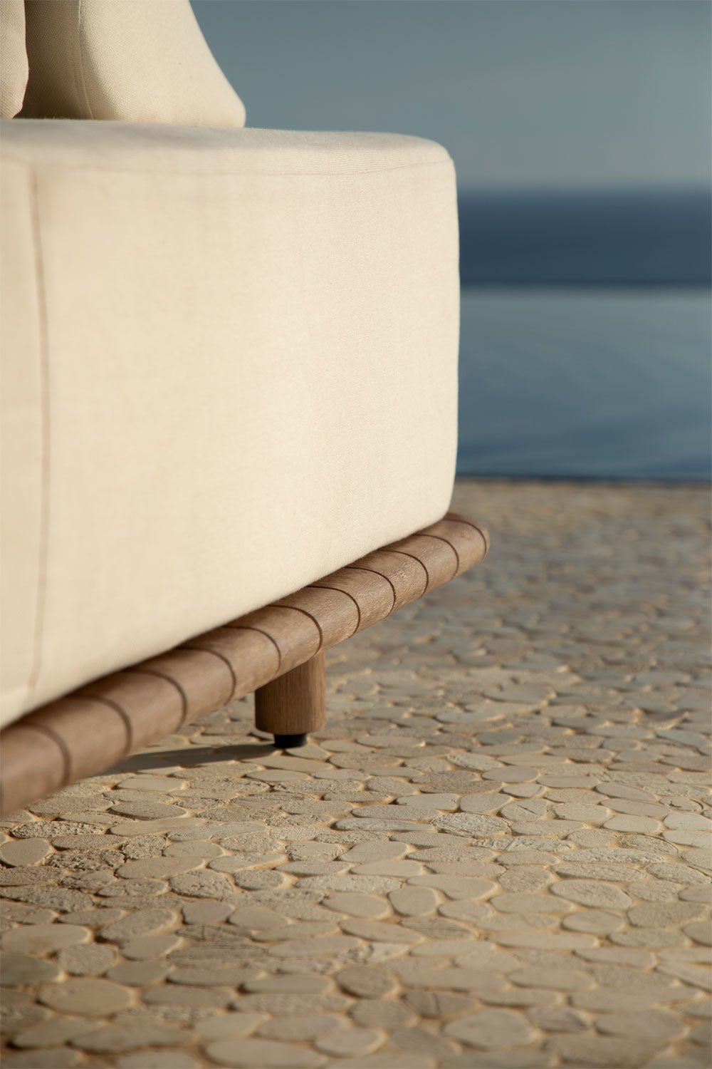 Ensemble de jardin avec canapé modulaire de jardin 2 places, 2 pièces et table basse 160x95 cm en acacia Portet, image de la galerie 2