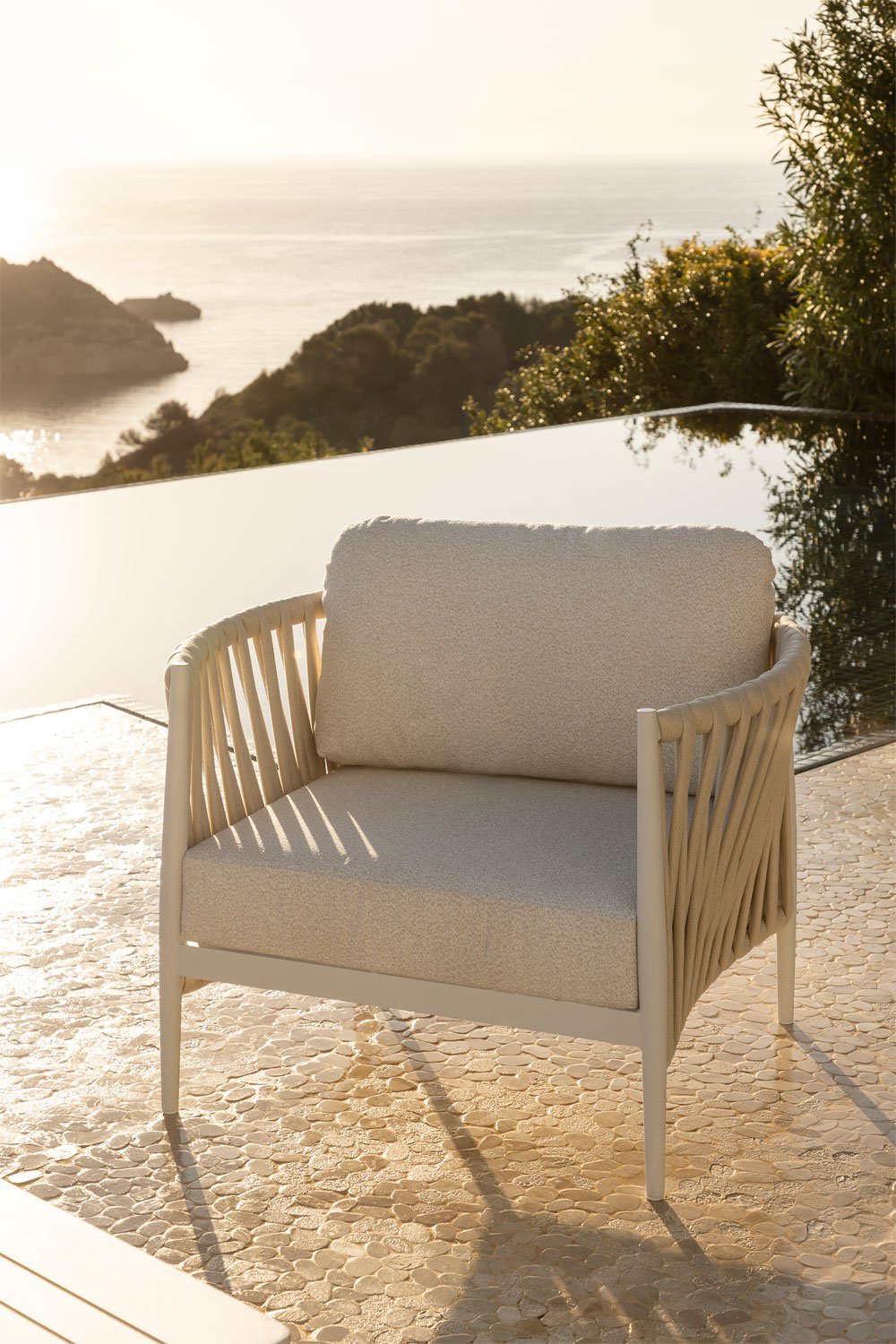 Pack de 2 fauteuils de jardin en aluminium et tissu bouclé Sereilen, image de la galerie 1