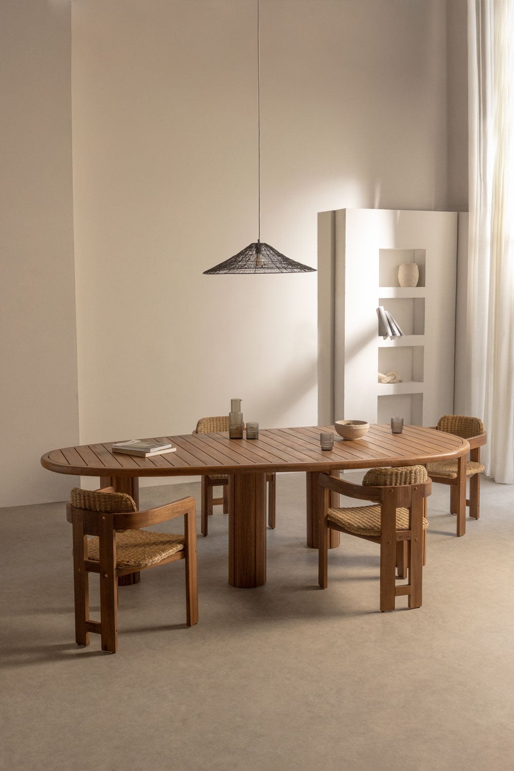 Table de salle à manger ovale en bois d'acacia Ginara, image de la galerie 7