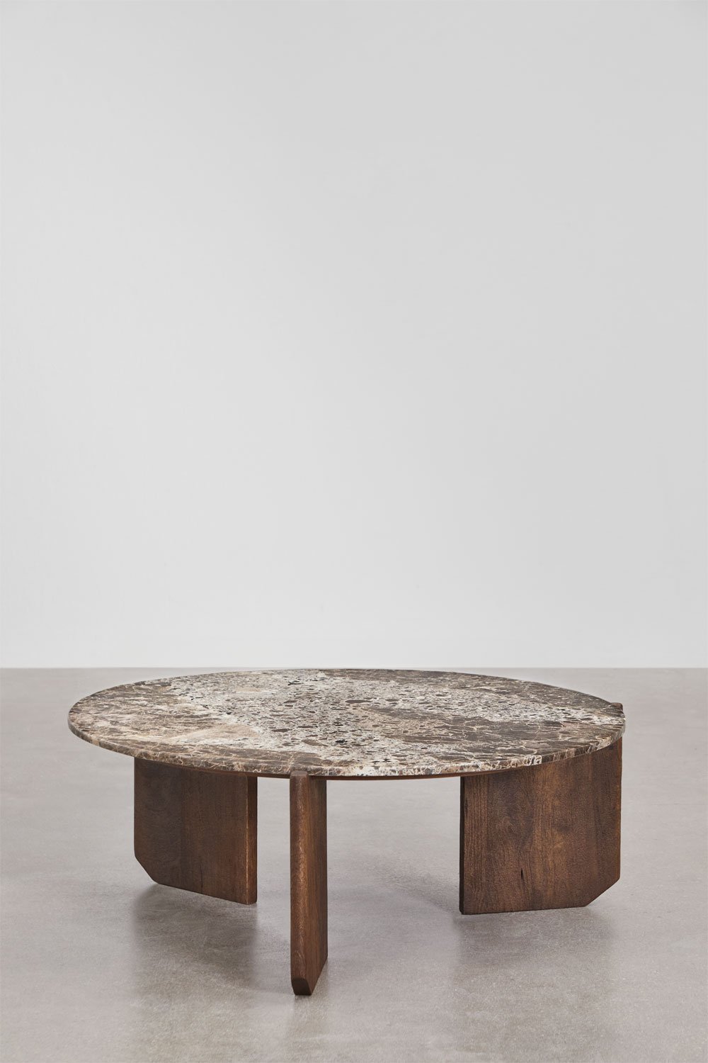 Table basse ronde en pierre naturelle et bois de manguier Lavinia, image de la galerie 3